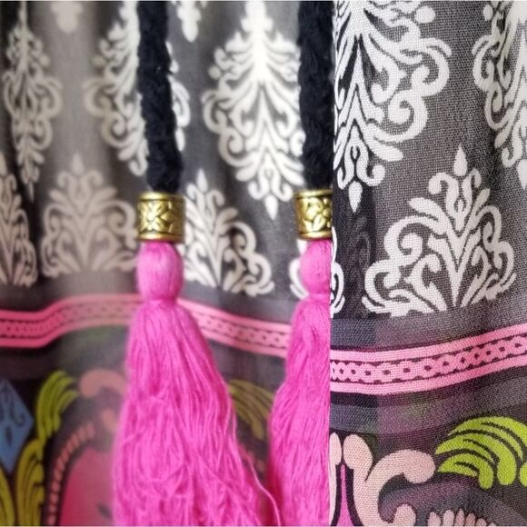 Daniel Rainn Chiffon Sheer Peasant Top With Tassels Women's Size Small - Picture 8 of 13